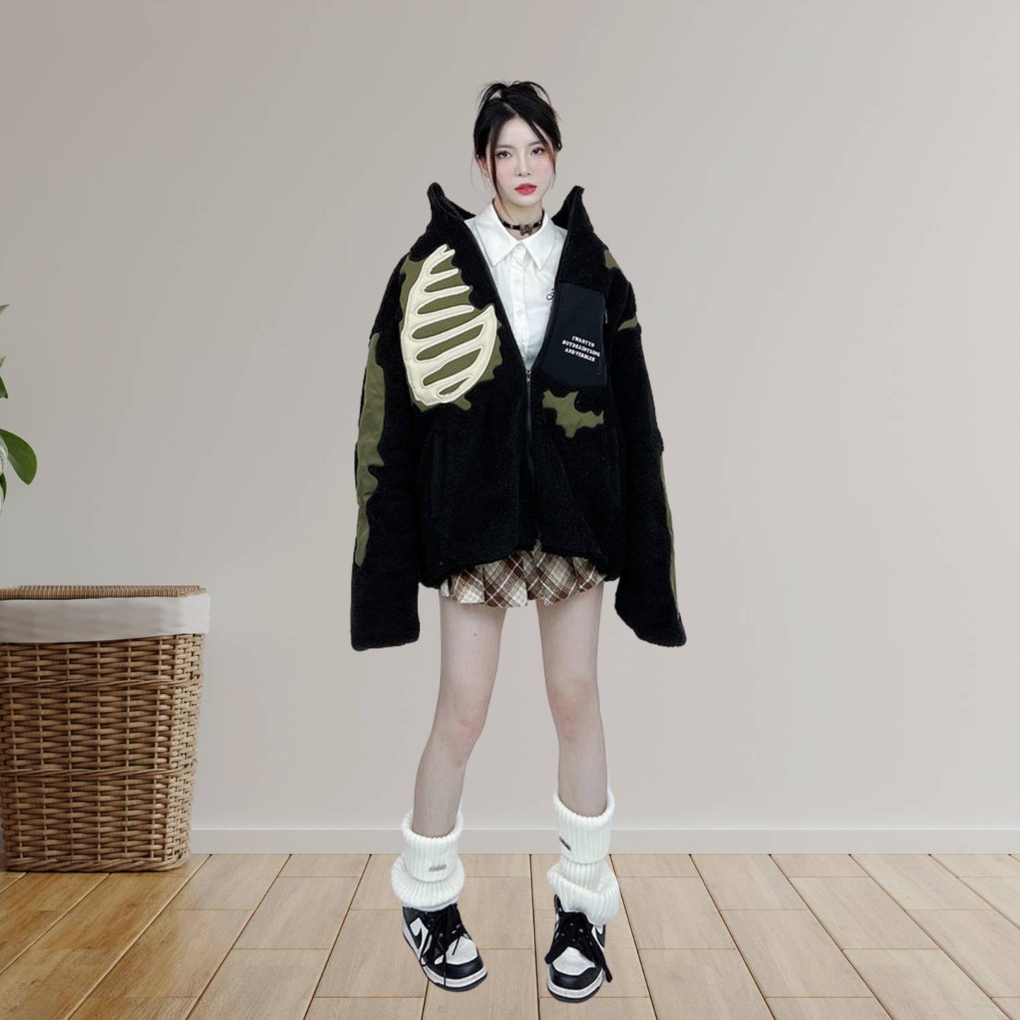 Unisex Skeleton Fleece Jacke – Auffällige Streetwear im Alternative Style