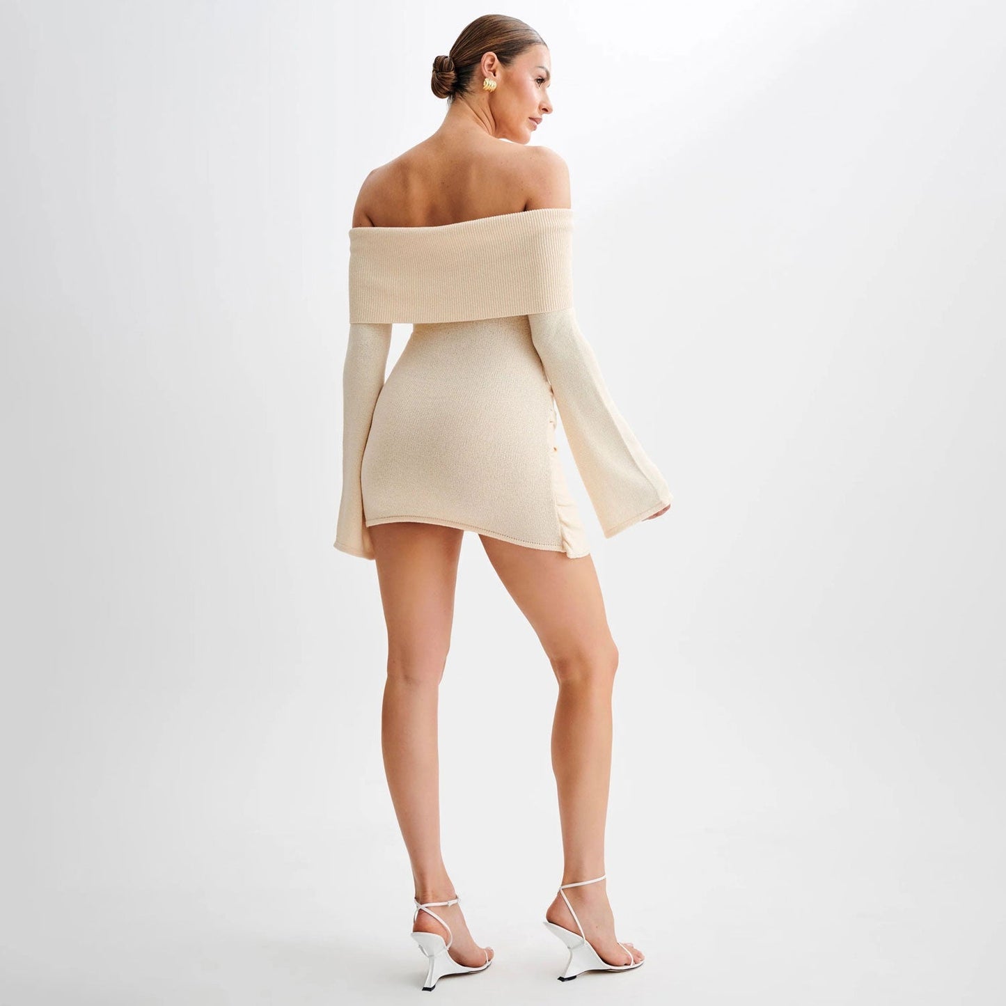 Damen Off-Shoulder Mini Kleid mit Knoten-Detail | Lenora