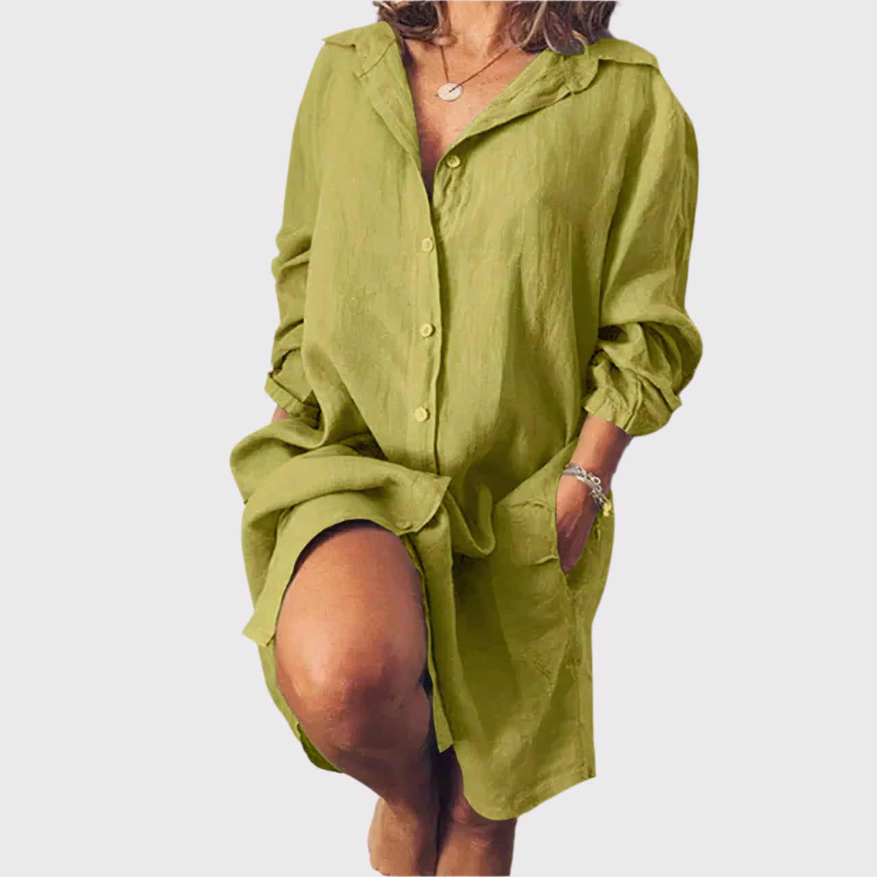 Damen Oversized Hemdkleid mit Taschen | Narella