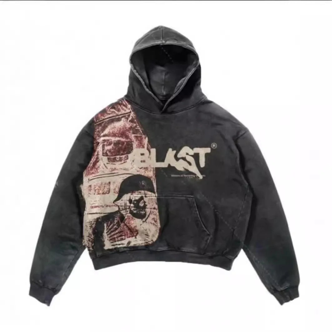 Collage Print Hoodie – Unisex Kapuzenpullover im Urban Streetstyle