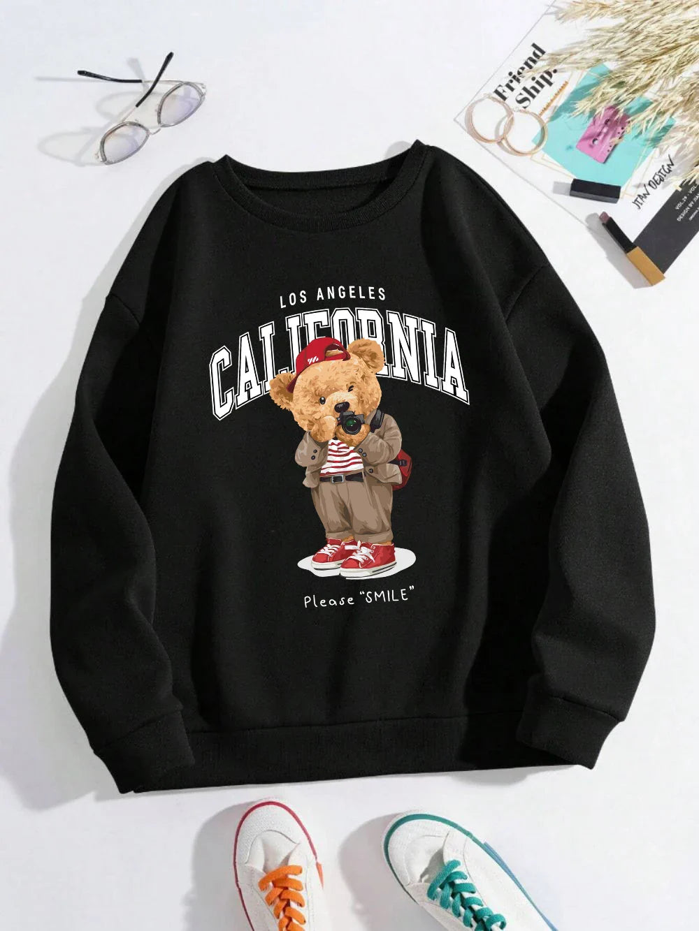 California Bär Pullover – Warmer Unisex Sweater mit Oversized Fit
