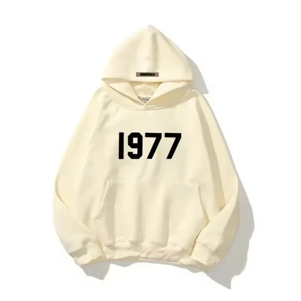 1977 Hoodie – Unisex Kapuzenpullover im Retro-Stil mit Jahreszahl