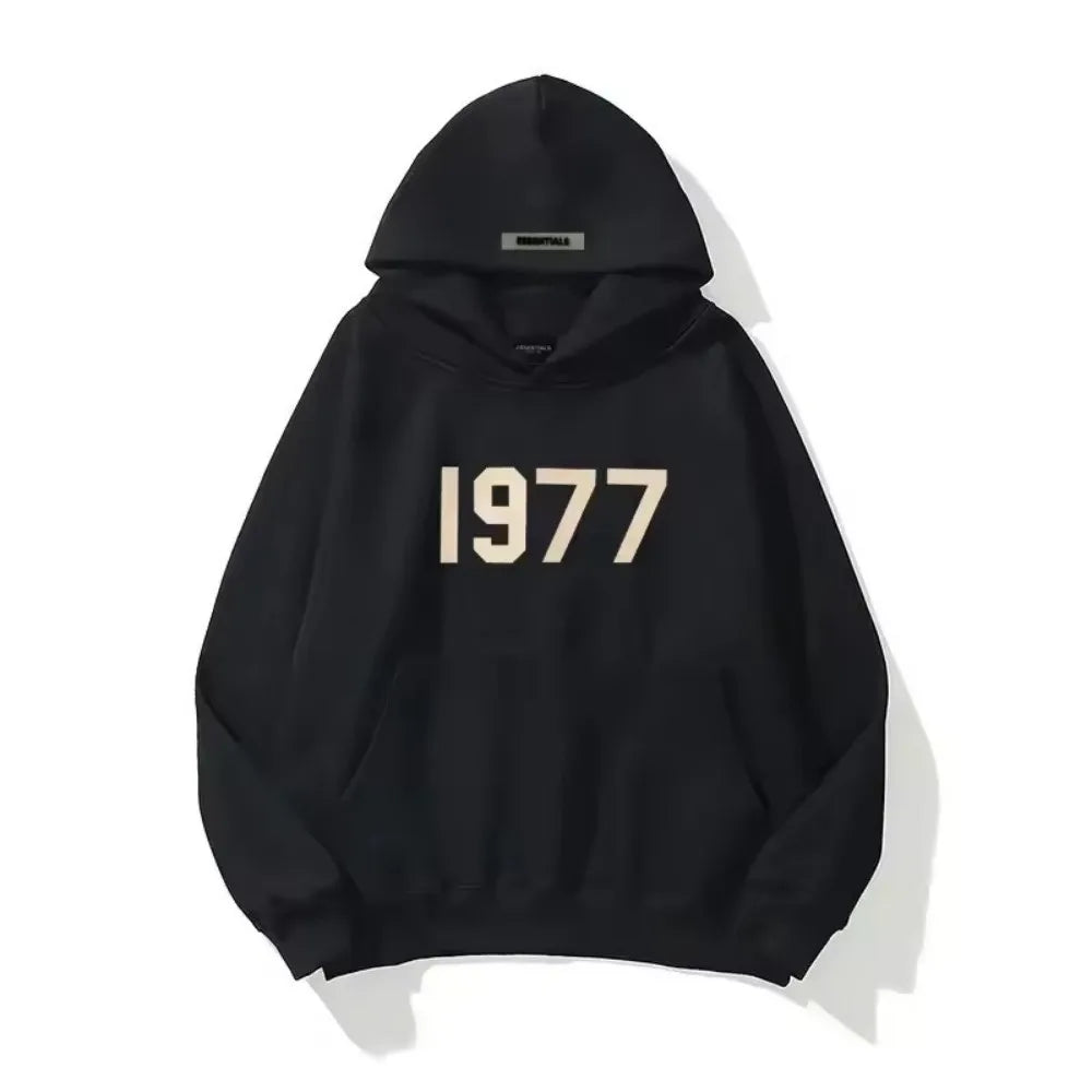 1977 Hoodie – Unisex Kapuzenpullover im Retro-Stil mit Jahreszahl