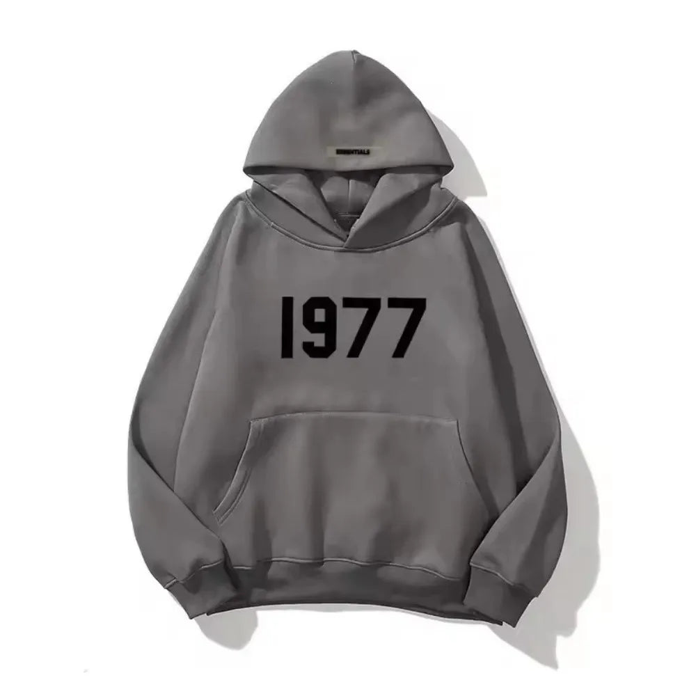 1977 Hoodie – Unisex Kapuzenpullover im Retro-Stil mit Jahreszahl