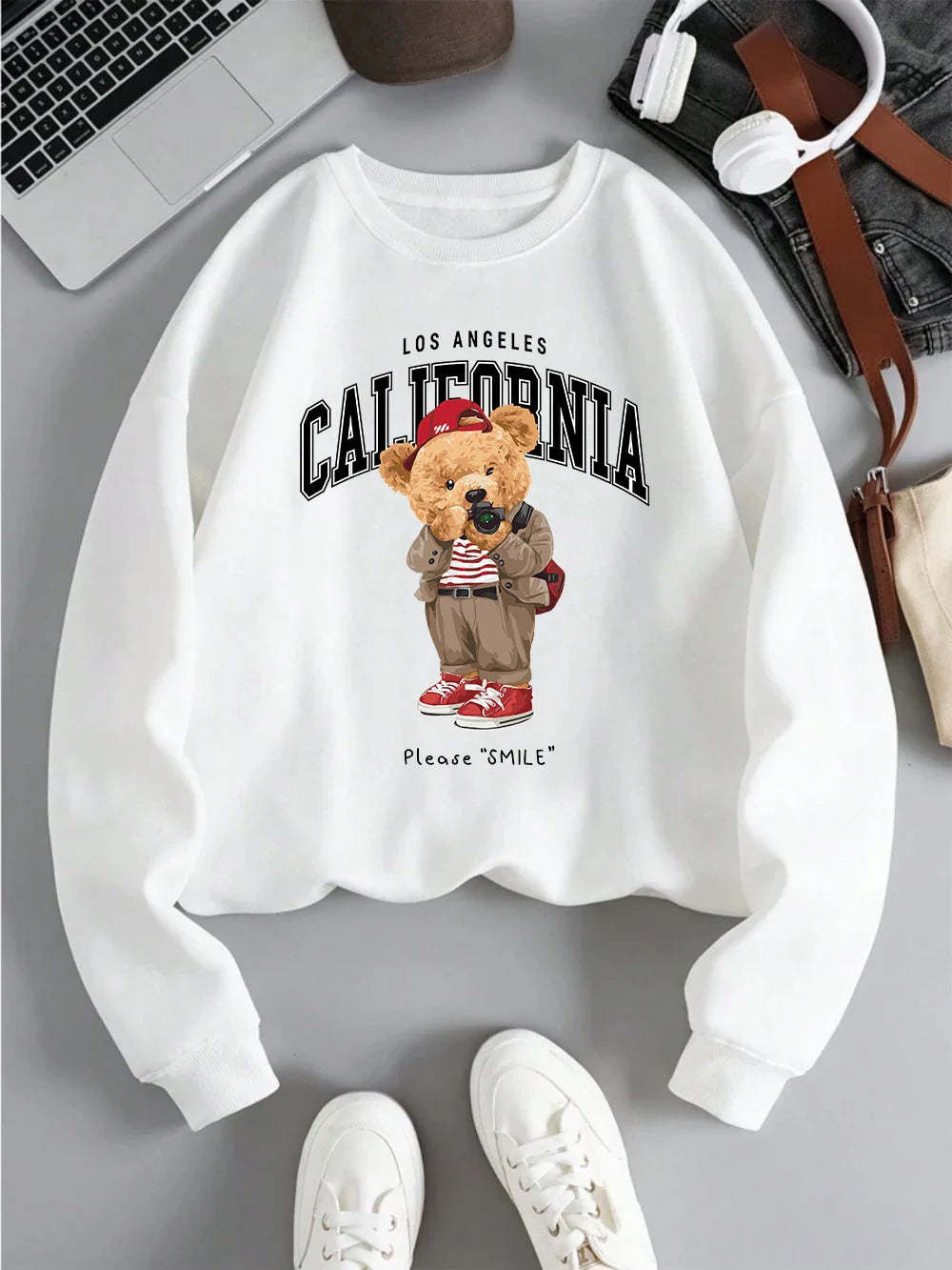 California Bär Pullover – Warmer Unisex Sweater mit Oversized Fit