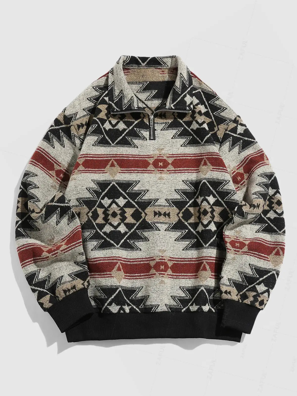 Retro Strickpullover – Warmer Unisex Pullover mit Aztekenmuster