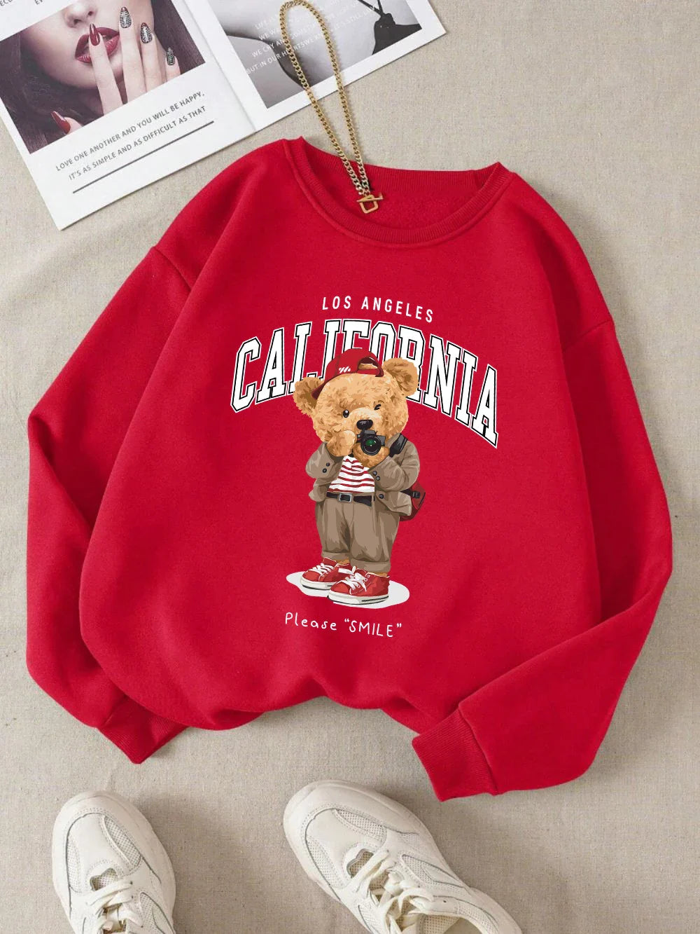 California Bär Pullover – Warmer Unisex Sweater mit Oversized Fit