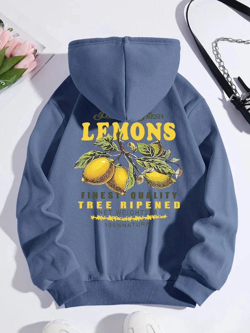 Lemons Hoodie – Unisex Kapuzenpullover mit Fruit-Print im Retro-Stil
