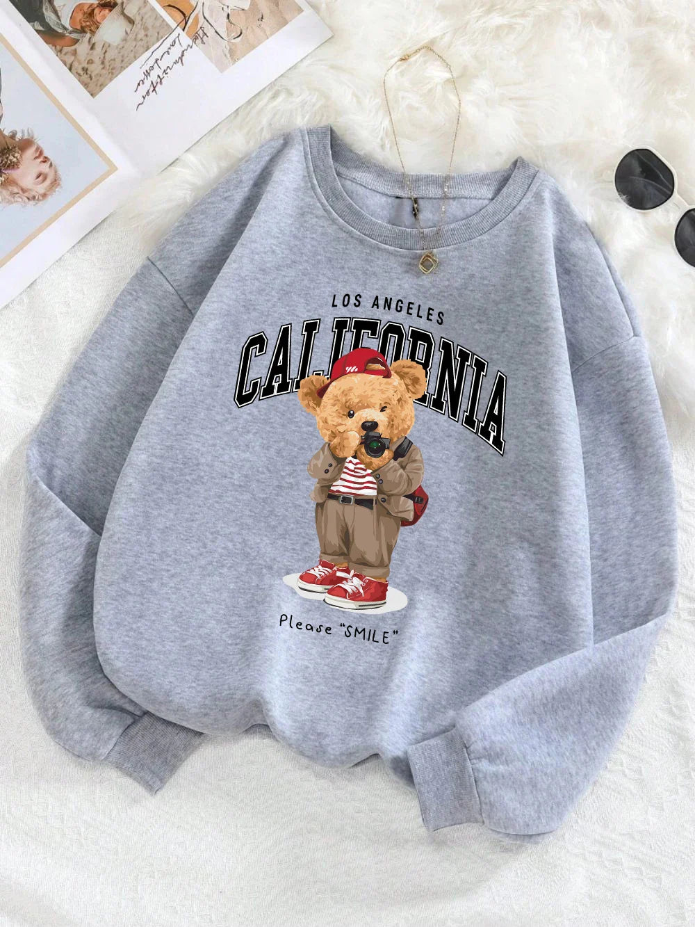 California Bär Pullover – Warmer Unisex Sweater mit Oversized Fit