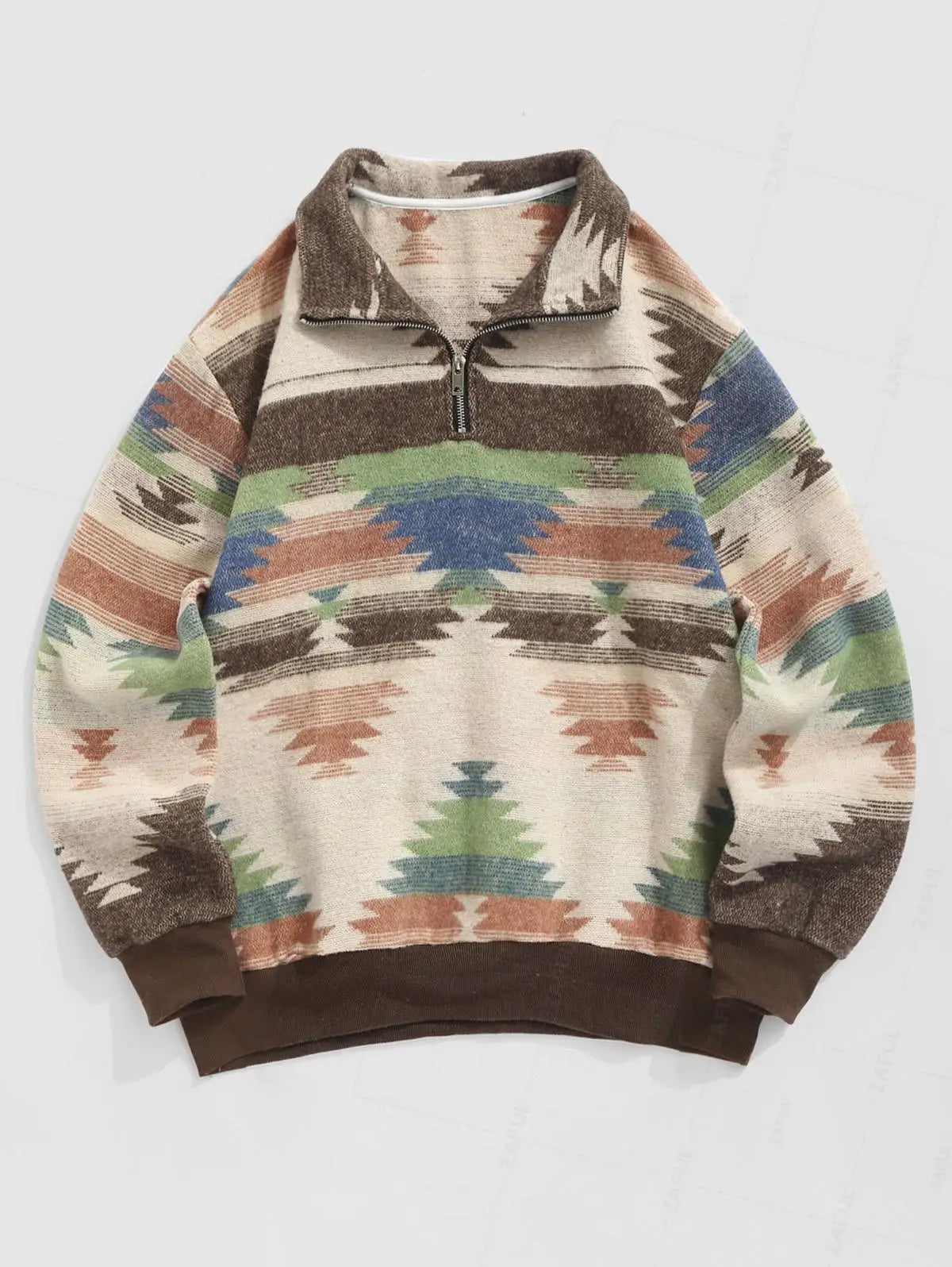 Retro Strickpullover – Warmer Unisex Pullover mit Aztekenmuster