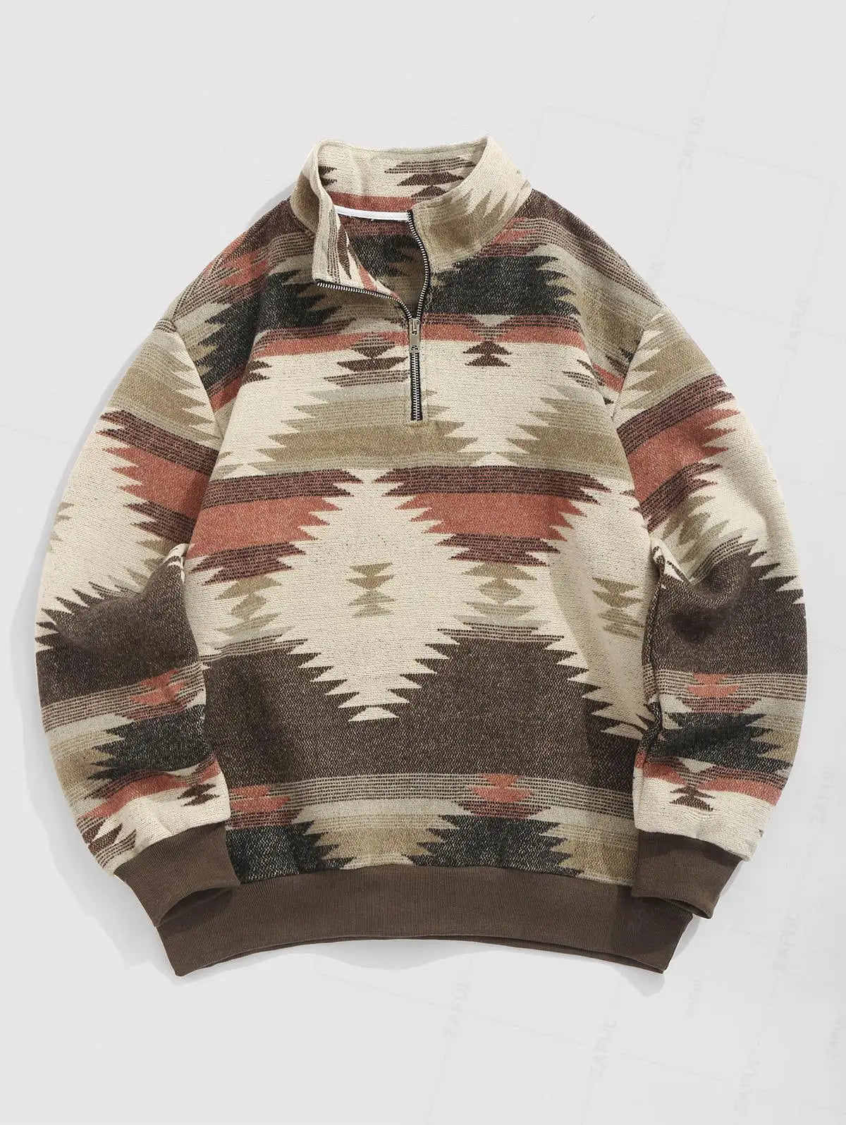 Retro Strickpullover – Warmer Unisex Pullover mit Aztekenmuster