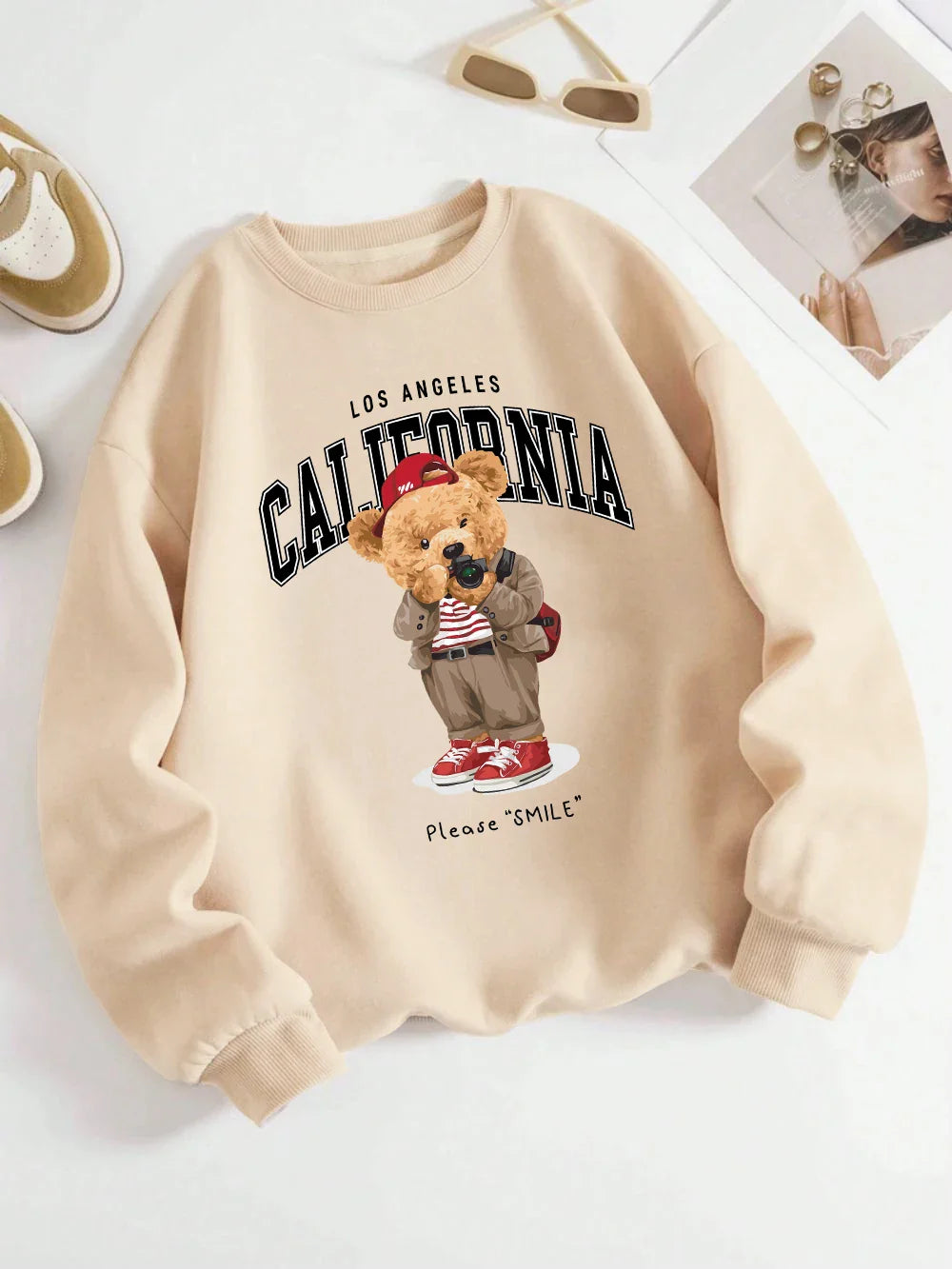 California Bär Pullover – Warmer Unisex Sweater mit Oversized Fit