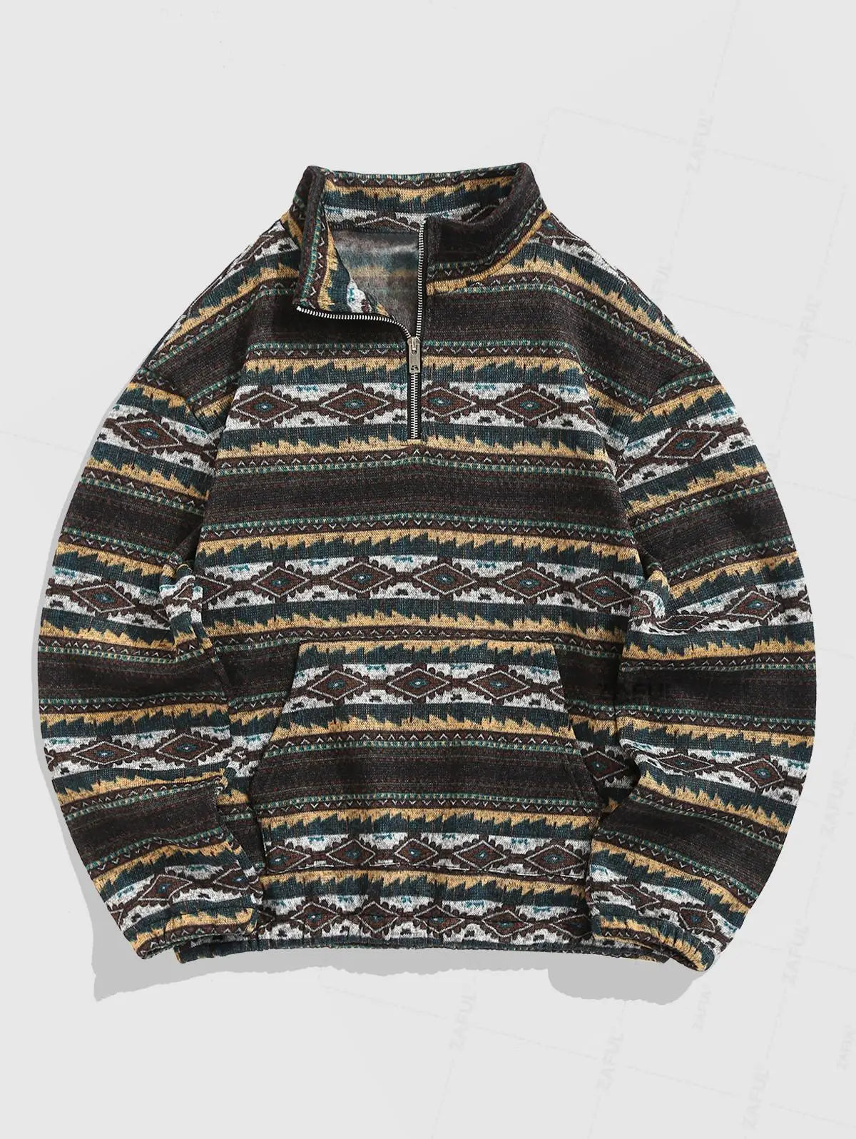 Retro Strickpullover – Warmer Unisex Pullover mit Aztekenmuster