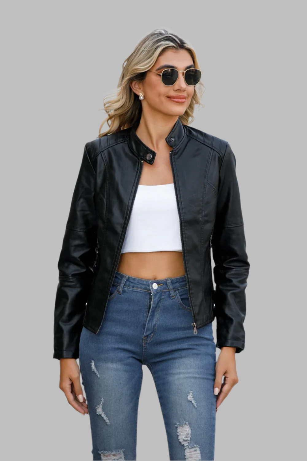 Damen Motorradjacke im Slim Fit Design mit Reißverschluss | Narelle