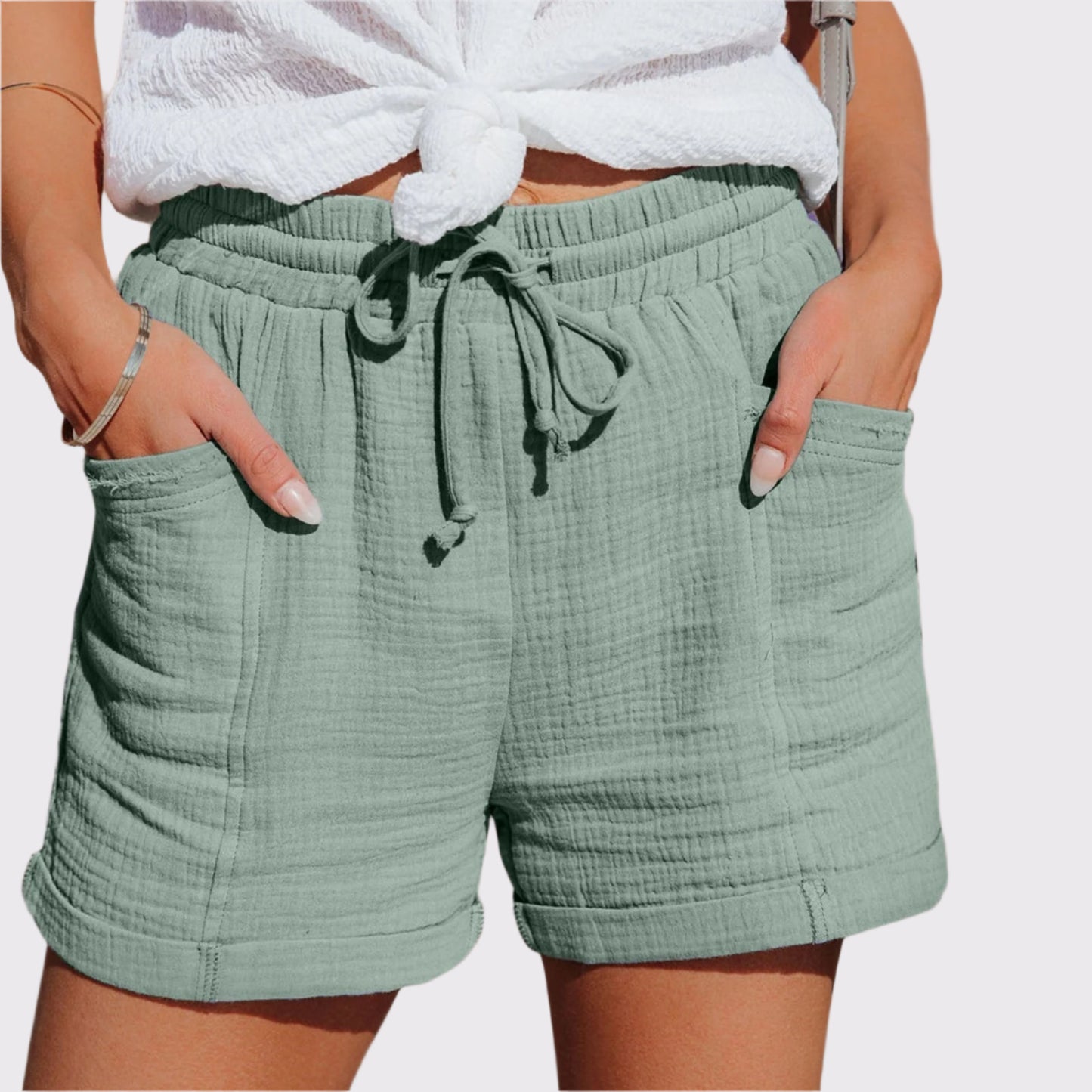 Damen Sommer Shorts mit Kordelzug und Taschen | Liora