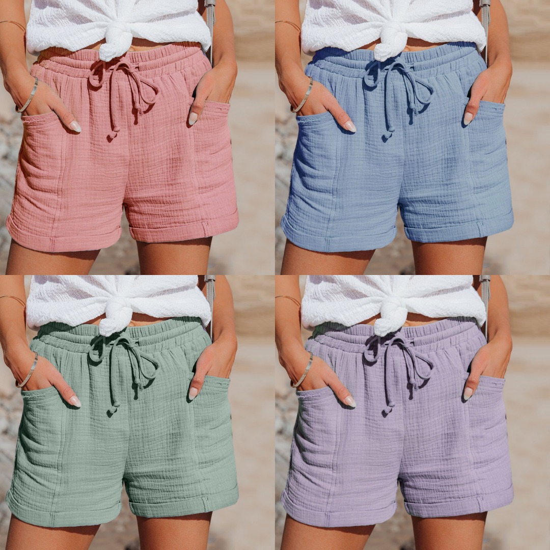 Damen Sommer Shorts mit Kordelzug und Taschen | Liora