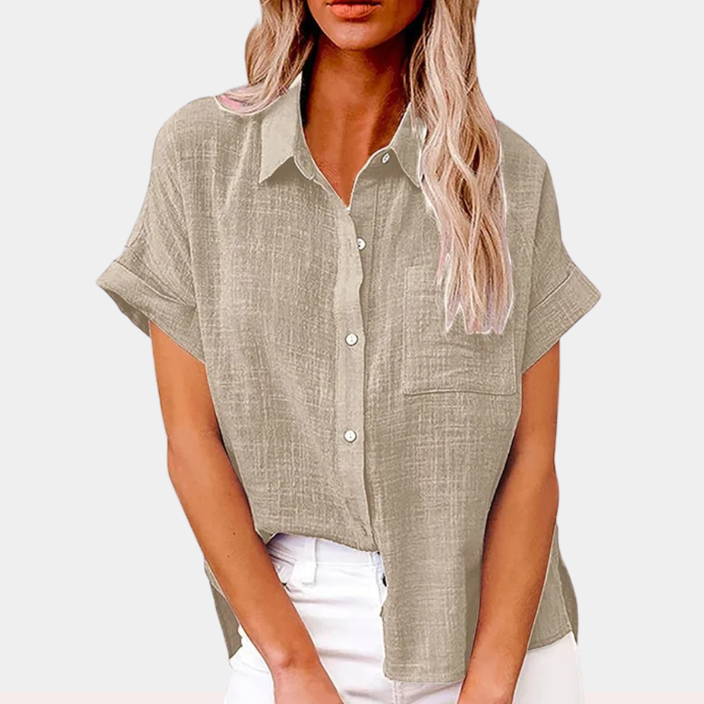 Damen Button-Up Bluse aus Baumwoll-Leinen | Mirelle