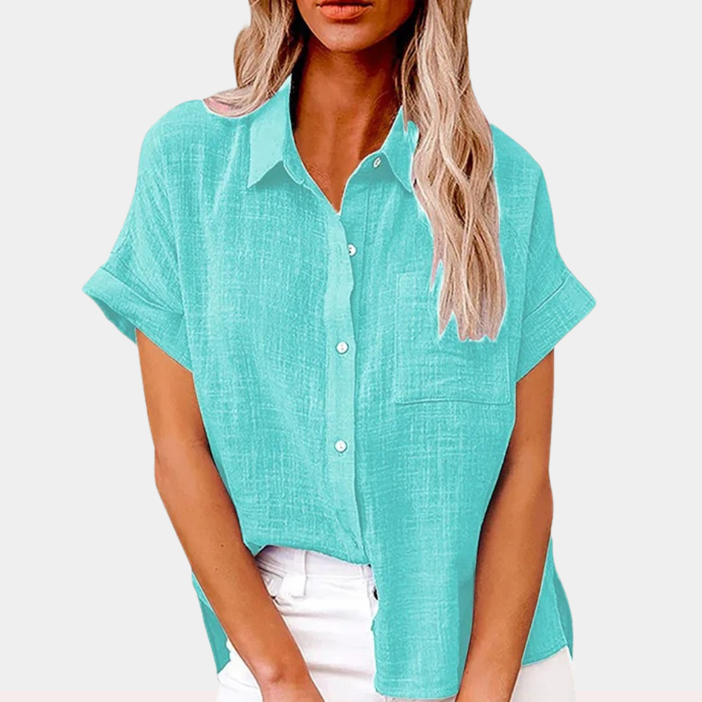 Damen Button-Up Bluse aus Baumwoll-Leinen | Mirelle