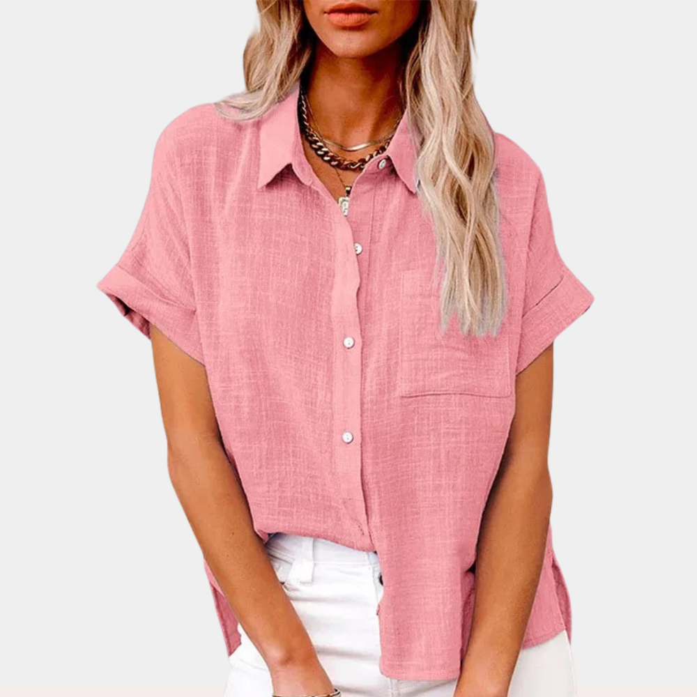 Damen Button-Up Bluse aus Baumwoll-Leinen | Mirelle