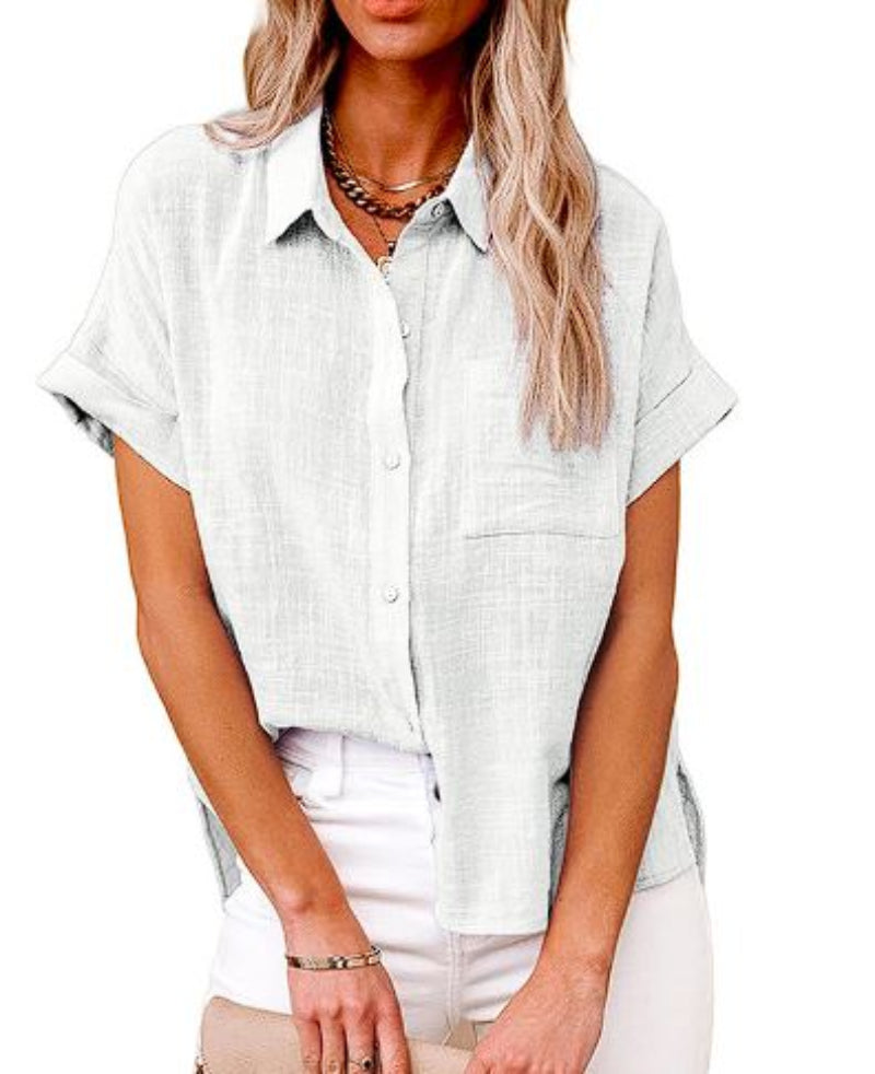 Damen Button-Up Bluse aus Baumwoll-Leinen | Mirelle