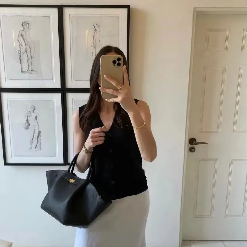 Damen Trapez-Handtasche mit PU-Leder und Schulterriemen | Marvea