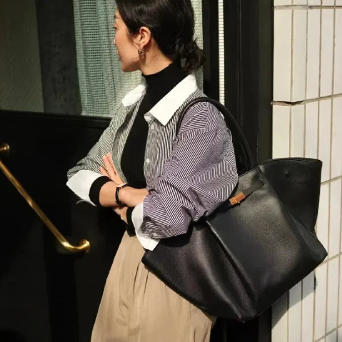 Damen Trapez-Handtasche mit PU-Leder und Schulterriemen | Marvea