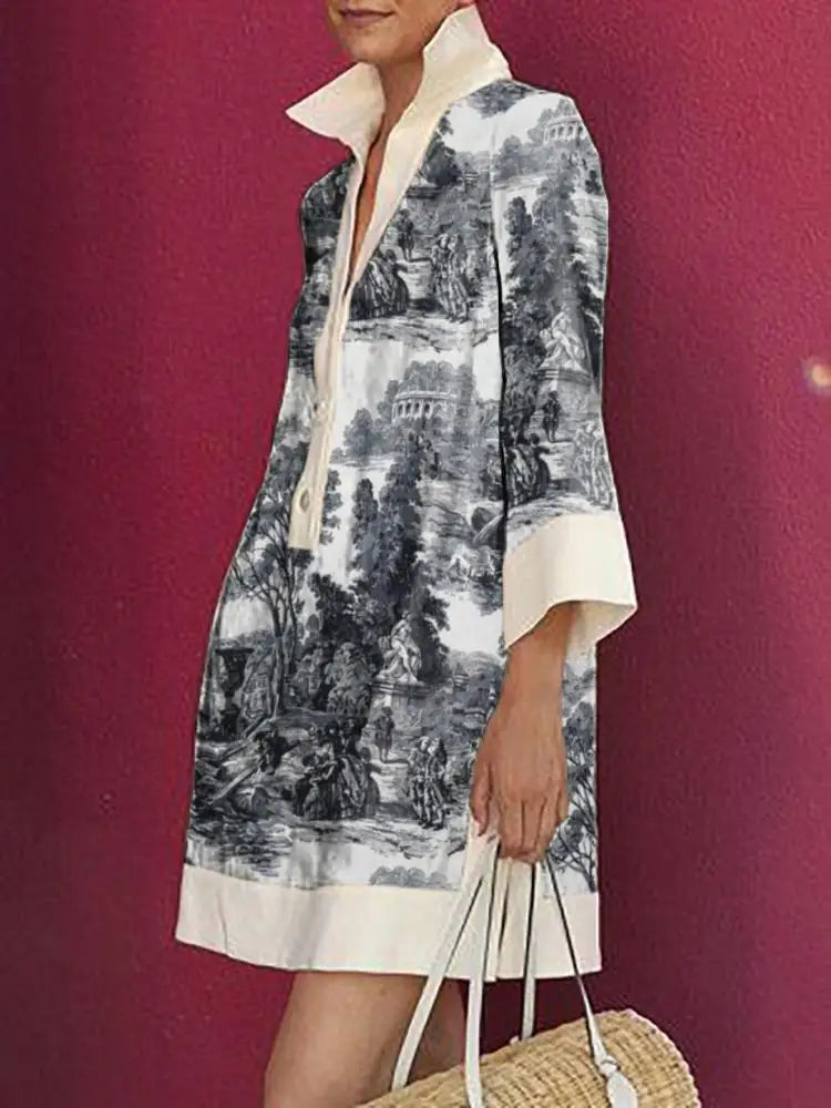 Mini Tunika Kleid mit Vintage Toile Print | Elodie