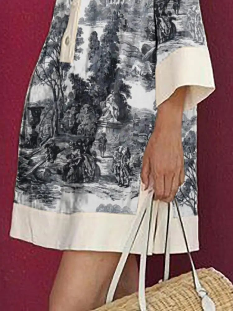 Mini Tunika Kleid mit Vintage Toile Print | Elodie