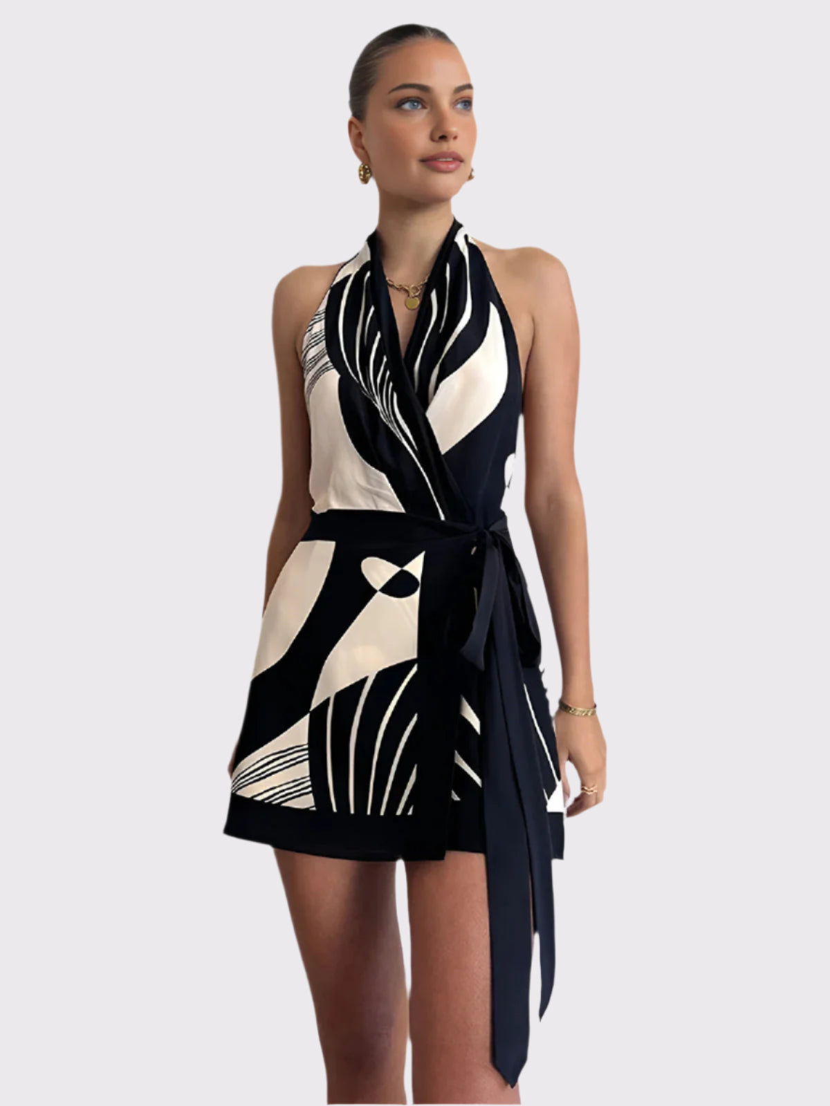 Abstraktes Print Halterkleid für Damen | Leora