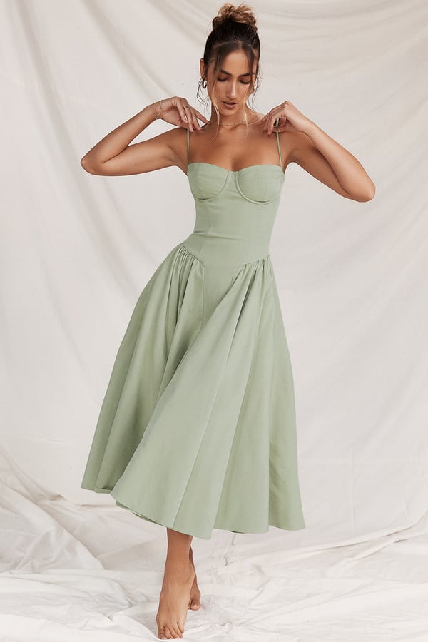 Damen Midi Sommerkleid mit Korsett-Oberteil | Leona