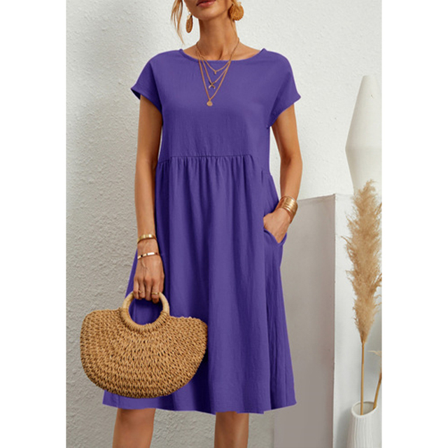 Damen Midi Sommerkleid mit Rundhalsausschnitt | Calina