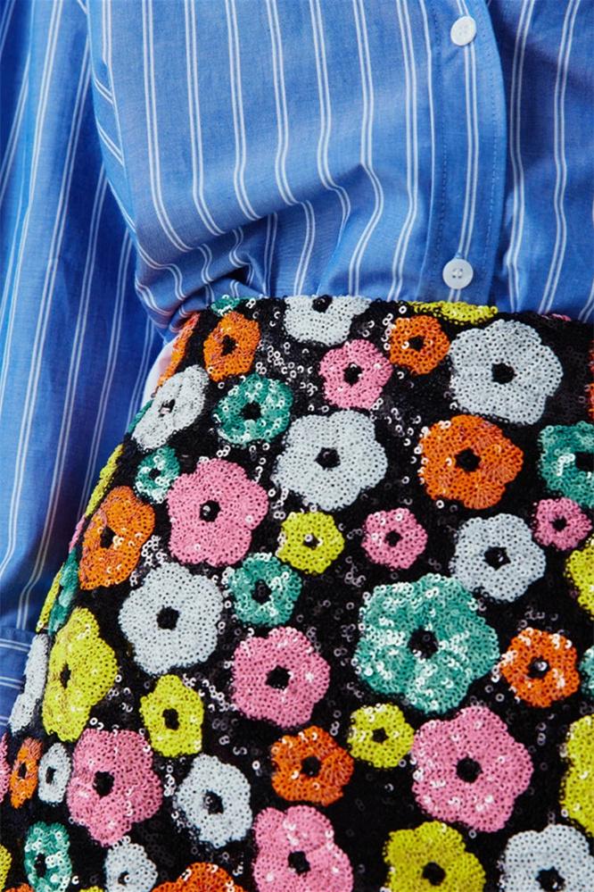 Blumen-Pailletten Minirock für Damen | Zarela