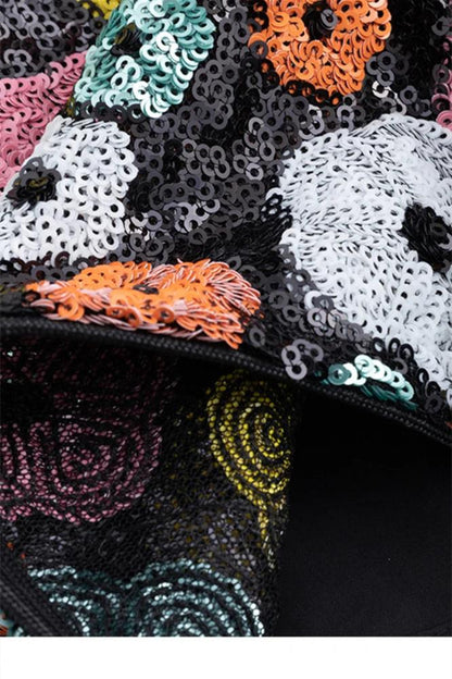 Blumen-Pailletten Minirock für Damen | Zarela