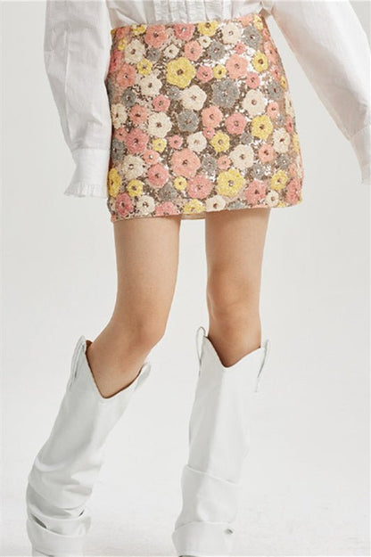 Blumen-Pailletten Minirock für Damen | Zarela