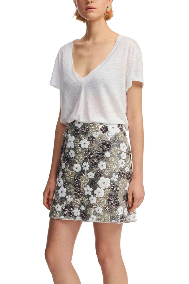 Blumen-Pailletten Minirock für Damen | Zarela