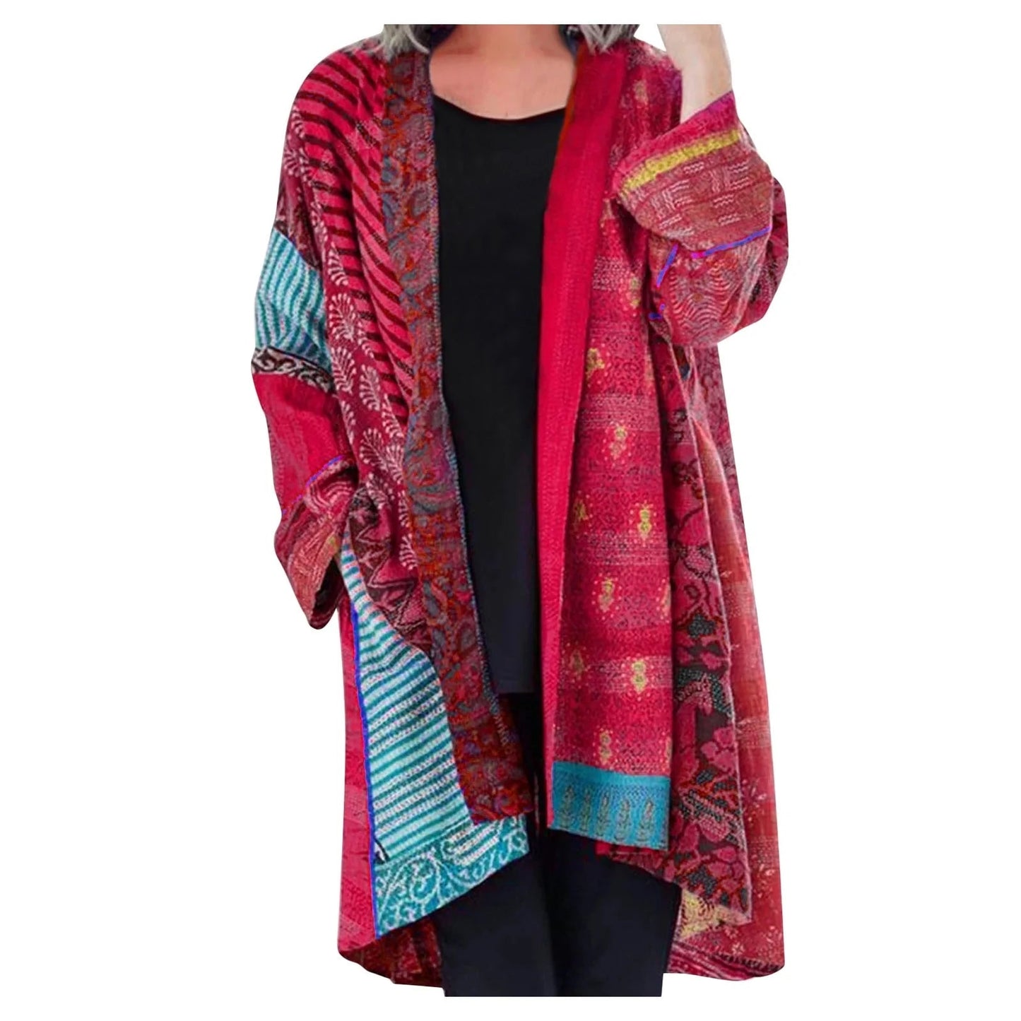 Damen Kimono Cardigan im Boho Patchwork-Stil | Selina