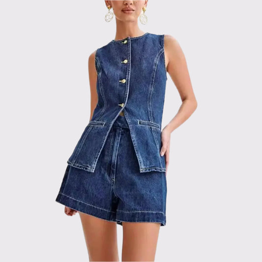 Damen Casual Sommer Set aus Denim | Carenia