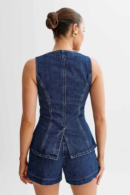 Damen Casual Sommer Set aus Denim | Carenia