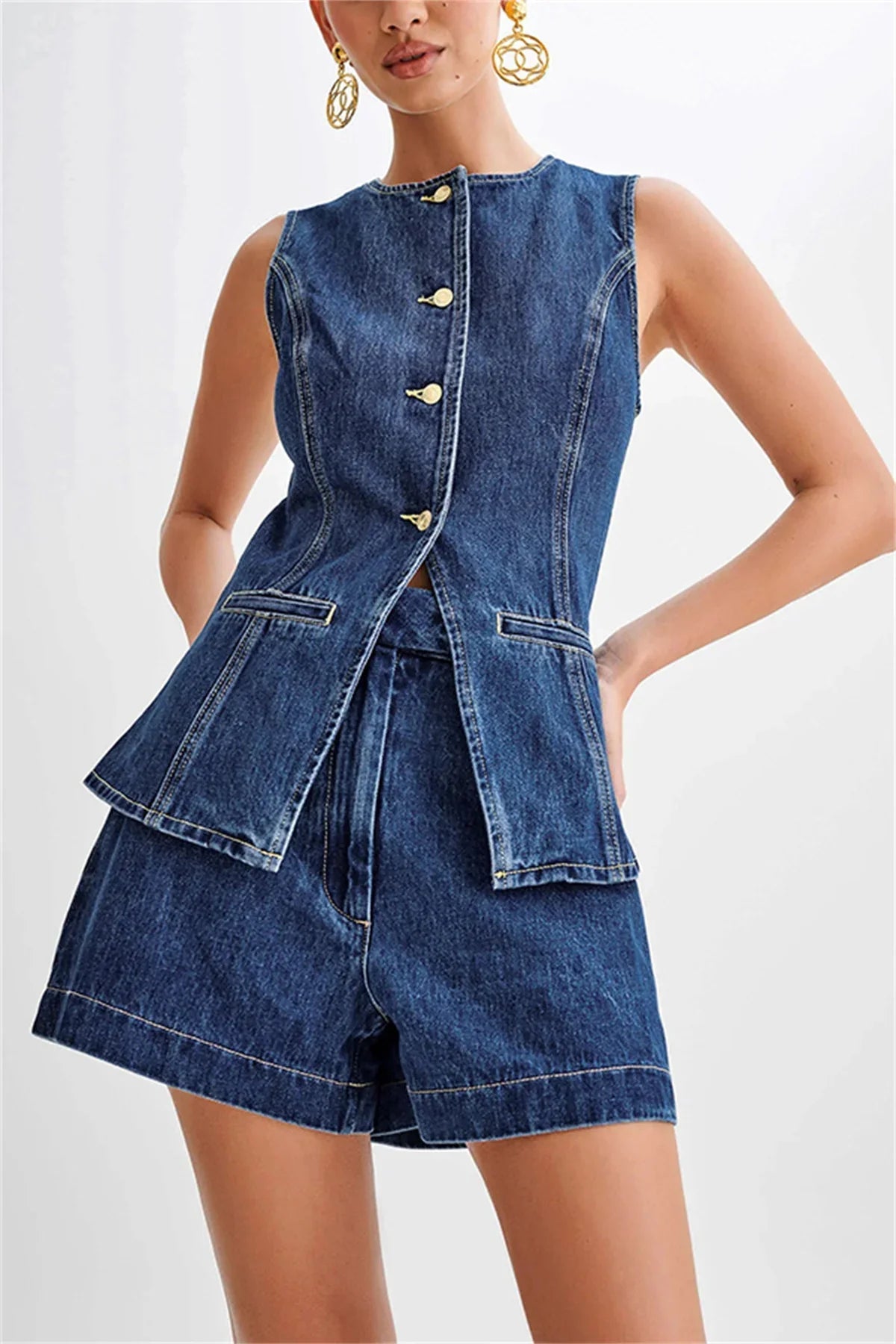 Damen Casual Sommer Set aus Denim | Carenia