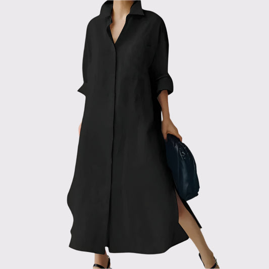 Damen Hemdblusenkleid mit Seitenschlitz | Evelyn