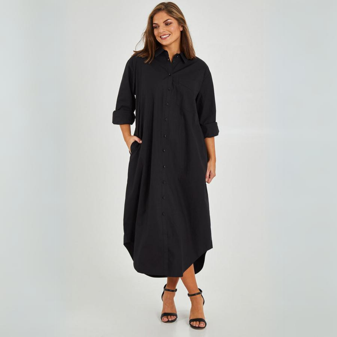 Damen Hemdblusenkleid mit Seitenschlitz | Evelyn