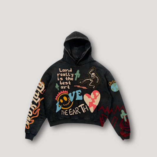 Love Earth Hoodie – Unisex Retro Kapuzenpullover mit Statement-Print