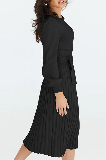 Damen Strick-Midikleid mit Faltenrock | Viola