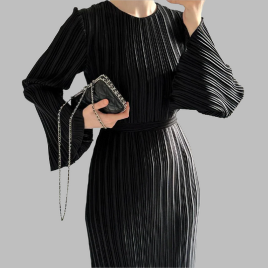 Damen Maxikleid mit Falten und Rüschensaum | Amelina