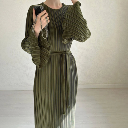Damen Maxikleid mit Falten und Rüschensaum | Amelina