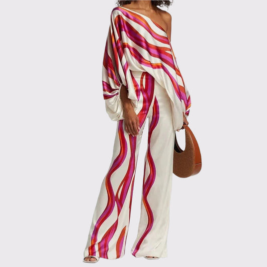 Damen Zweiteiler Sommer-Set mit Off-Shoulder & Weithose | Elenea