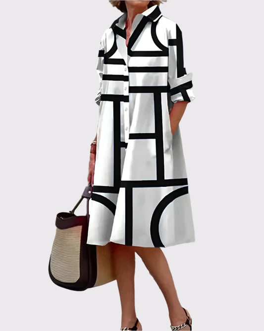 Geometrisches Printkleid für Damen – Stilvoll und Modern | Azeline