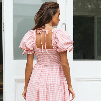 Damen Gingham Midi Kleid mit Smocked Oberteil | Elinor