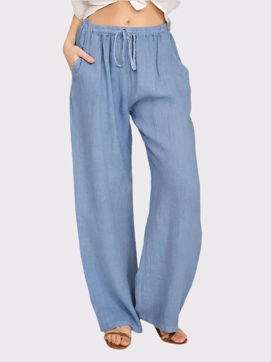Hochtaillierte Sommerhose aus Polyester für Damen | Serana