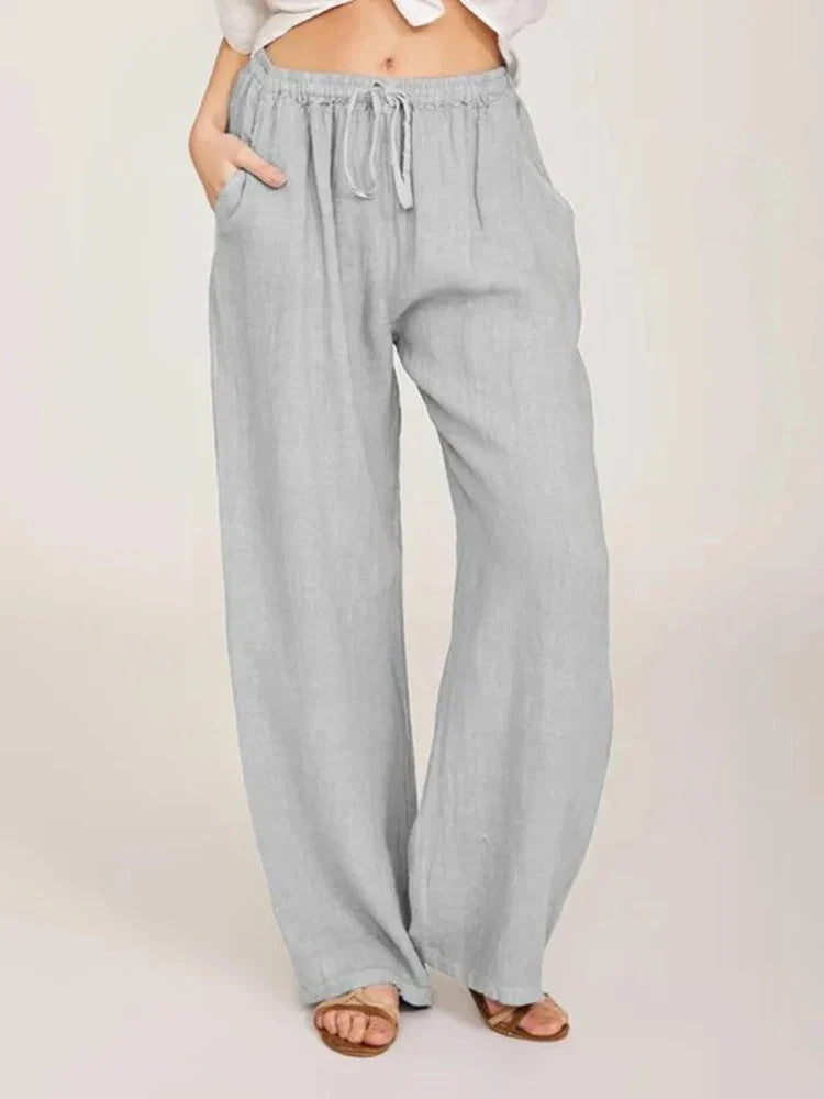 Hochtaillierte Sommerhose aus Polyester für Damen | Serana